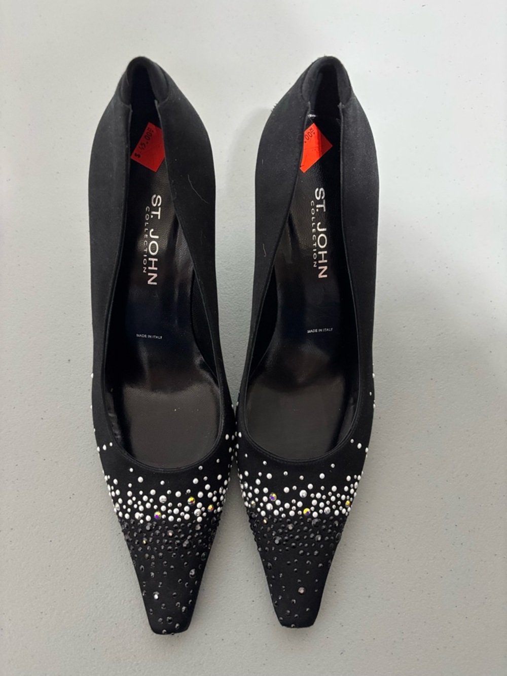 St. John Collection Black Satin Women's Heels Elegant Formal Pointed Toe 9B - Picture 5 of 16